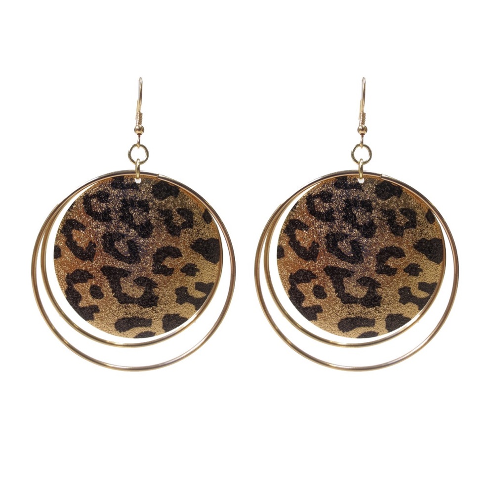 Leopard print Circle Earrings